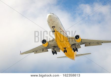 Airplane Approaching The Airport And Landing In Miami