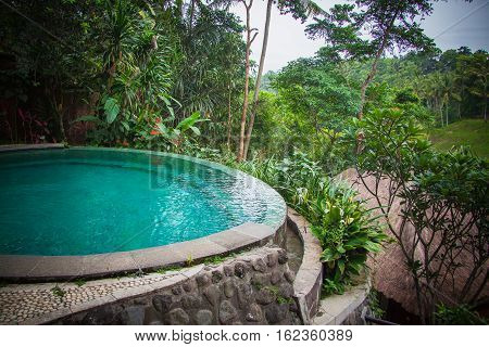 Beautiful infinity hotel pool in Bali Indonesia