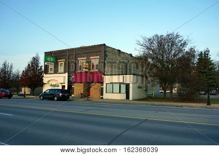 CADILLAC, MICHIGAN / UNITED STATES - NOVEMBER 27, 2016: One may drink alcoholic beverages, and listen to music, at the Mitchell Street Pub, and at the Cadillac Party Lounge, in Cadillac.
