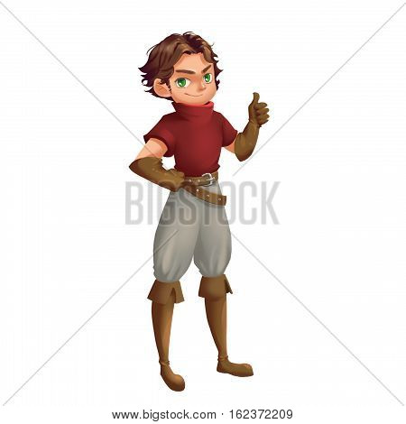 Cool Characters Series: Young Boy Scout isolated on White Background. Video Game's Digital CG Artwork, Concept Illustration, Realistic Cartoon Style Background and Character Design
