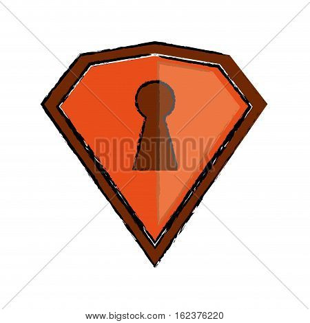 drawing orange shield protection security technologyvector illustration eps 10