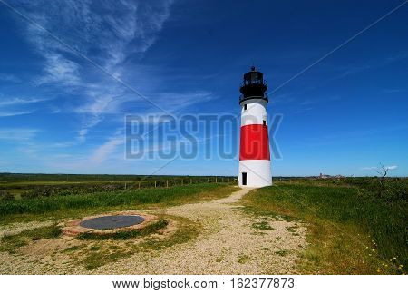 The Sankaty Lighthouse on the island of Nanticket, Massachusetts