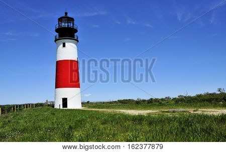 The Sankaty Lighthouse on the island of Nanticket, Massachusetts