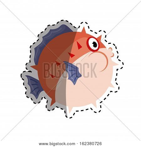 sea blowfish cartoon icon vector illustration graphic design