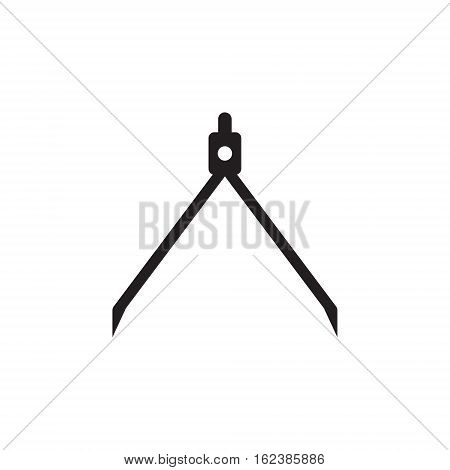 Vector icon or illustration showing building project with measuring caliper compasses in black color style on white background