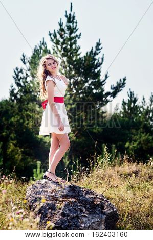 Summer Photo Smiling Girl In A White Dress