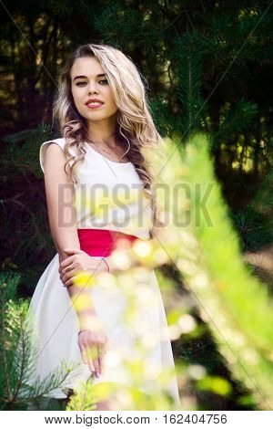 Summer Photo Smiling Girl In A White Dress