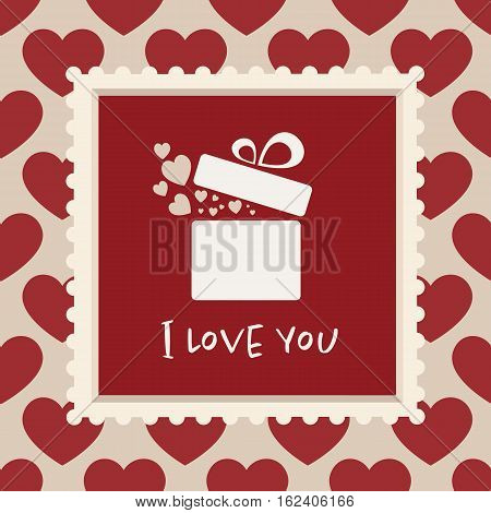 Valentines card with a gift in a frame