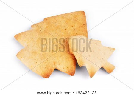 Gingerbread christmas tree decorated colored icing. Holiday cookie in shape of christmas tree. Vector image for new year's day christmas winter holiday cooking new year's eve food silvester etc