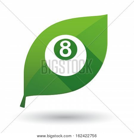 Isolated Green Leaf With  A Pool Ball
