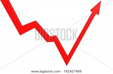 Isolated Bounce Back Red Arrow