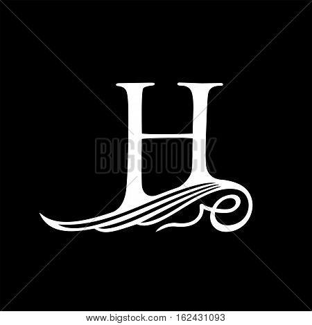 Capital Letter H for Monograms, Emblems and Logos. Beautiful Filigree Font. Is at Conceptual wing or waves.