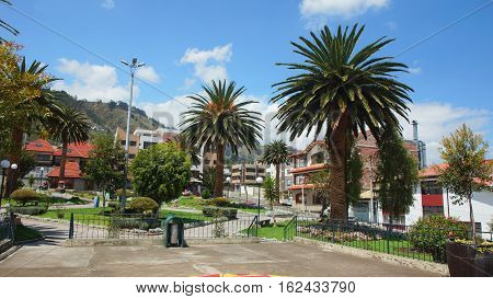 Ambato, Tungurahua / Ecuador - December 17 2016: View of Los Quindes Park in the zone of Ficoa in the city of Ambato