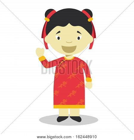 Character from China dressed in the traditional way Vector Illustration. Kids of the World Collection.