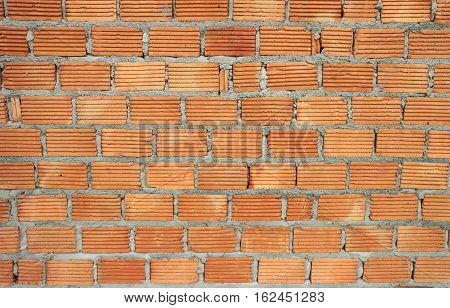 Red Brick Wall with Mortar Background Texture