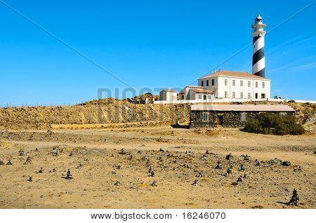 Nézd a Favaritx beacon Menorca, Baleár-szigetek, Spanyolország