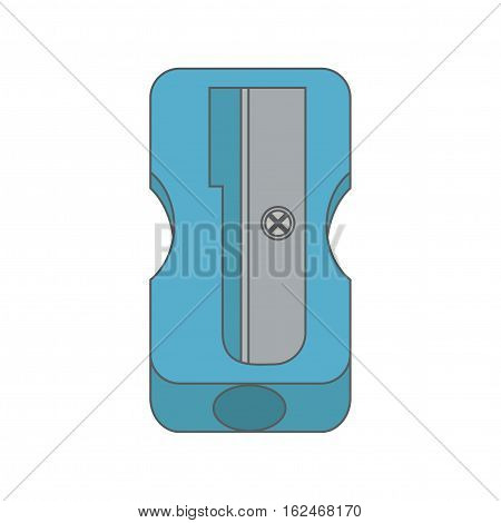 Blue detailed pencil sharpener for education. Vector illustration.