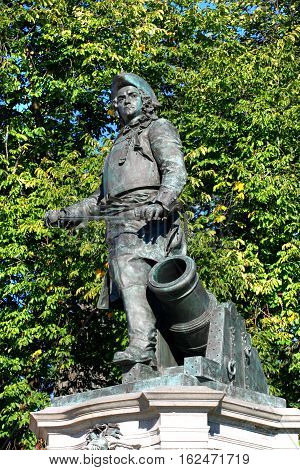 statue of Admiral Peter Tordenskjold in Oslo Norway