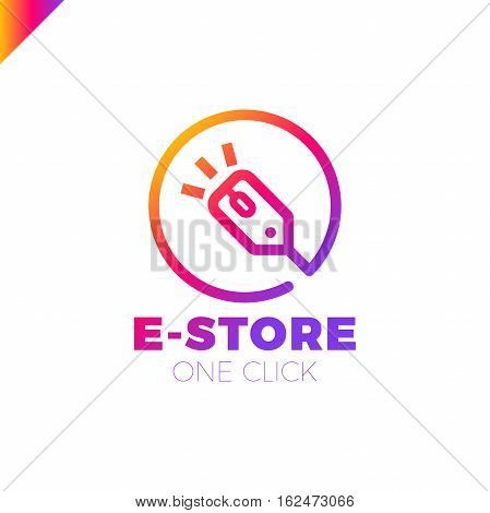 E Store Logo Concept Mouse Click And Shop Tag In Circle