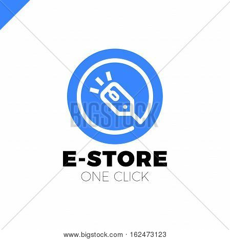 E Store Logo Concept Mouse Click And Shop Tag In Circle