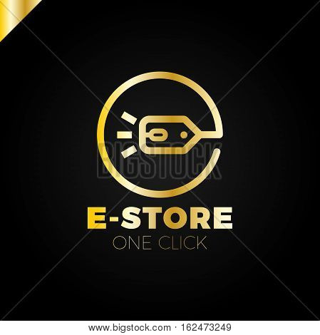 E-store Logo Concept Mouse Click And Shop Tag In Circle Letter E