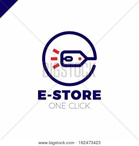E-store Logo Concept Mouse Click And Shop Tag In Circle Letter E
