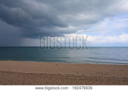 Storm clouds over Slapton Sands in Devon