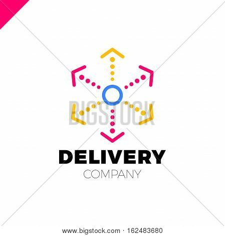 Delivery Six Arrow Logo. Circle In Middle And Dot