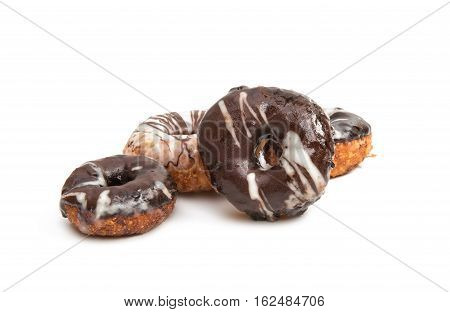 Chocolate sugar donut isolated on white background