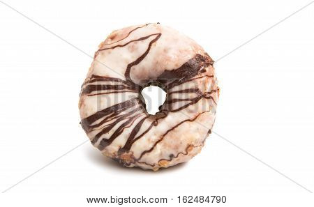Chocolate sugar donut isolated on white background