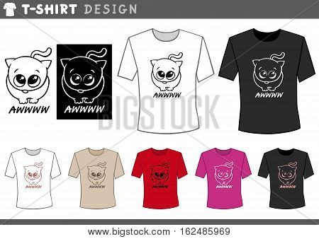 T Shirt Design With Adorable Cat