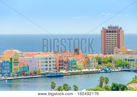 View Of  Willemstad  Downtown With Colorful Facades In Curacao