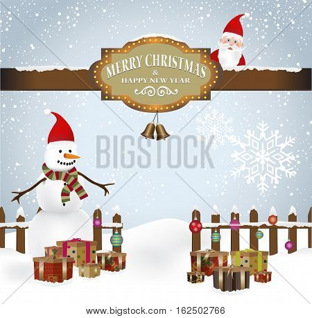 Vector Merry Christmas and Happy New Year