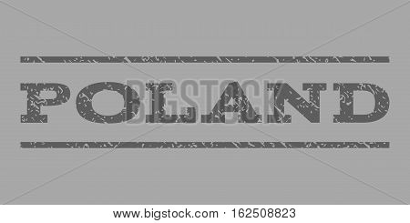 Poland watermark stamp. Text caption between horizontal parallel lines with grunge design style. Rubber seal stamp with dirty texture. Vector dark gray color ink imprint on a silver background.