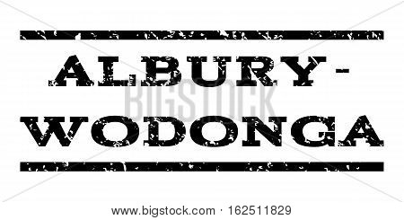 Albury-Wodonga watermark stamp. Text tag between horizontal parallel lines with grunge design style. Rubber seal stamp with unclean texture. Vector black color ink imprint on a white background.