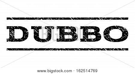 Dubbo watermark stamp. Text caption between horizontal parallel lines with grunge design style. Rubber seal stamp with scratched texture. Vector black color ink imprint on a white background.