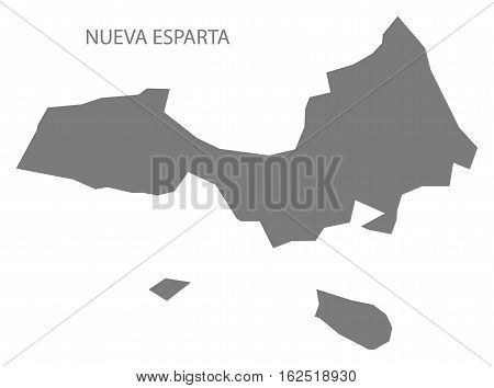 Nueva Esparta Venezuela Map in grey federal state silhouette illustration
