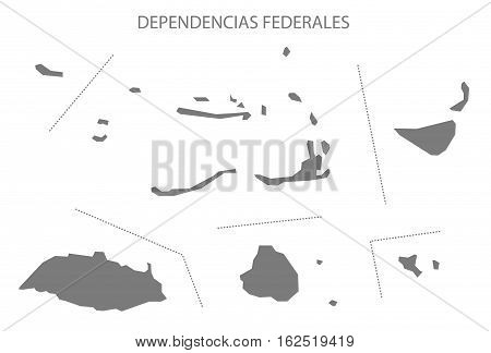 Dependencias Federales Venezuela Map in grey federal state silhouette illustration