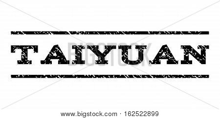 Taiyuan watermark stamp. Text tag between horizontal parallel lines with grunge design style. Rubber seal stamp with scratched texture. Vector black color ink imprint on a white background.