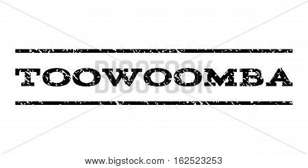 Toowoomba watermark stamp. Text tag between horizontal parallel lines with grunge design style. Rubber seal stamp with dust texture. Vector black color ink imprint on a white background.