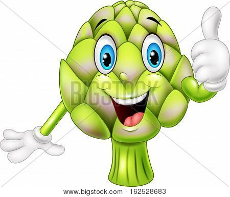 Vector illustration of Cartoon artichoke giving thumbs up