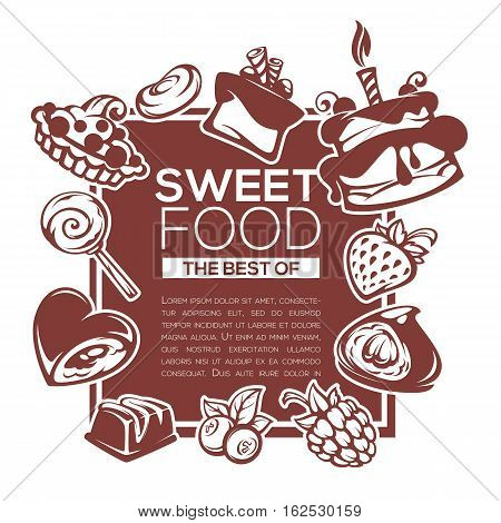 dessert menu vector template design with images of cakes berries and candies