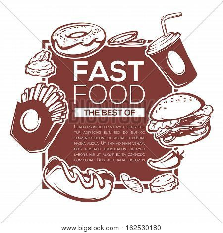 traditional best of american fastfood ingredients for your menu banner or flyer template
