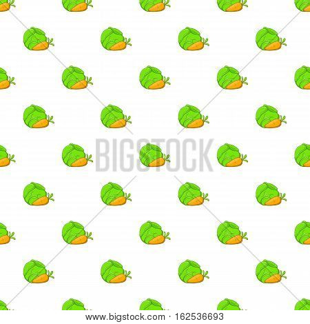Cabbage and carrots pattern. Cartoon illustration of cabbage and carrots vector pattern for web