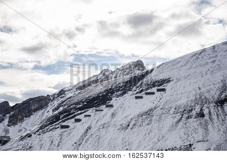 Austrian Alps covered in snow in winter time