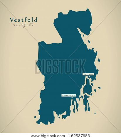 Modern Map - Vestfold Norway No Illustration