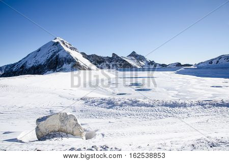 Austrian Alps covered in snow in winter time
