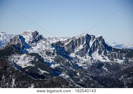 Austrian Alps covered in snow in winter time