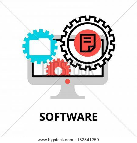Modern flat editable line design vector illustration concept of software icon for graphic and web design