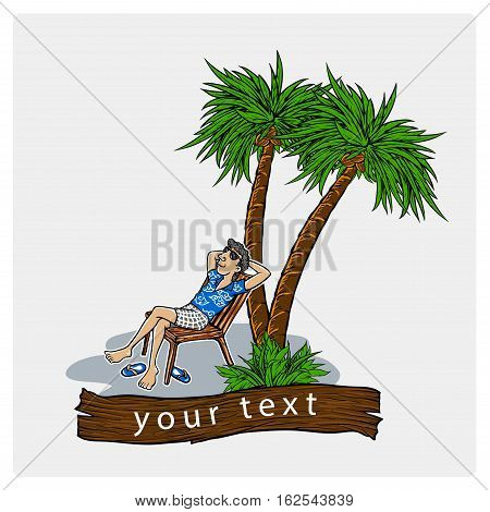 holliday in beach with coconuth tree vector illustration